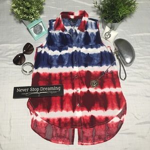 ROCK AND REPUBLIC OMBRÉ PLAID BLOUSE